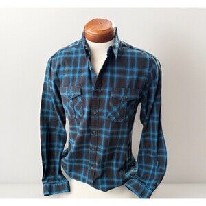Civil Society Blue Black plaid Button Up Shirt Size L New Long Sleeve